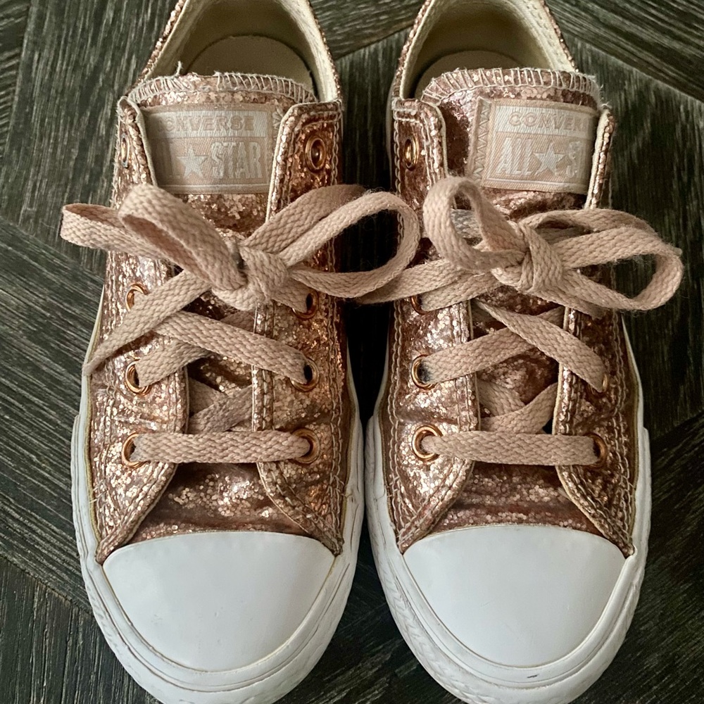 Converse Chuck Taylor All Star rose gold glitter low top sneakers